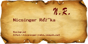 Nicsinger Réka névjegykártya